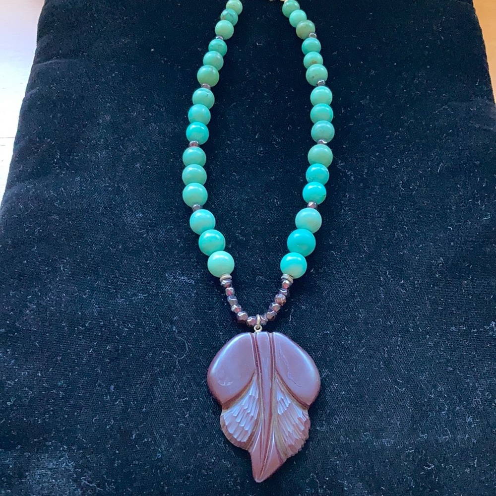 Turquoise & garnet necklace Pendant resin sub